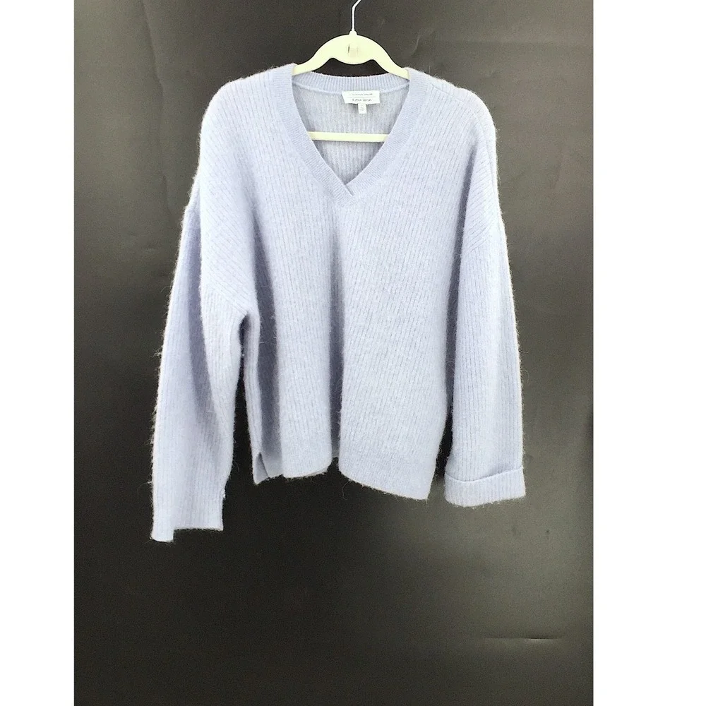 & other stories anthropologie alpaca wool blue periwinkle‎ Blue V Neck Sweater S